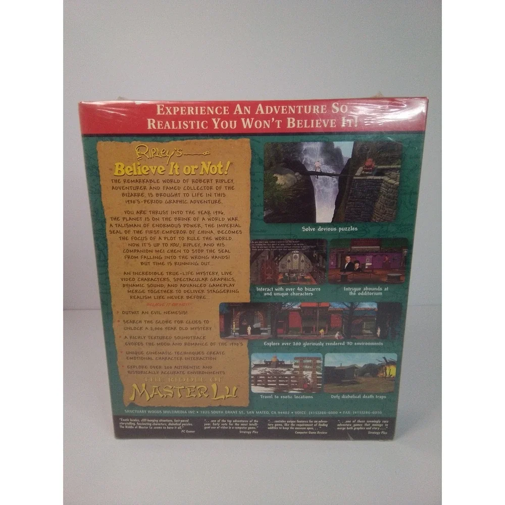 Ripley's Believe It or Not The Riddle of Master Lu Sealed Big Box PC Game 1995